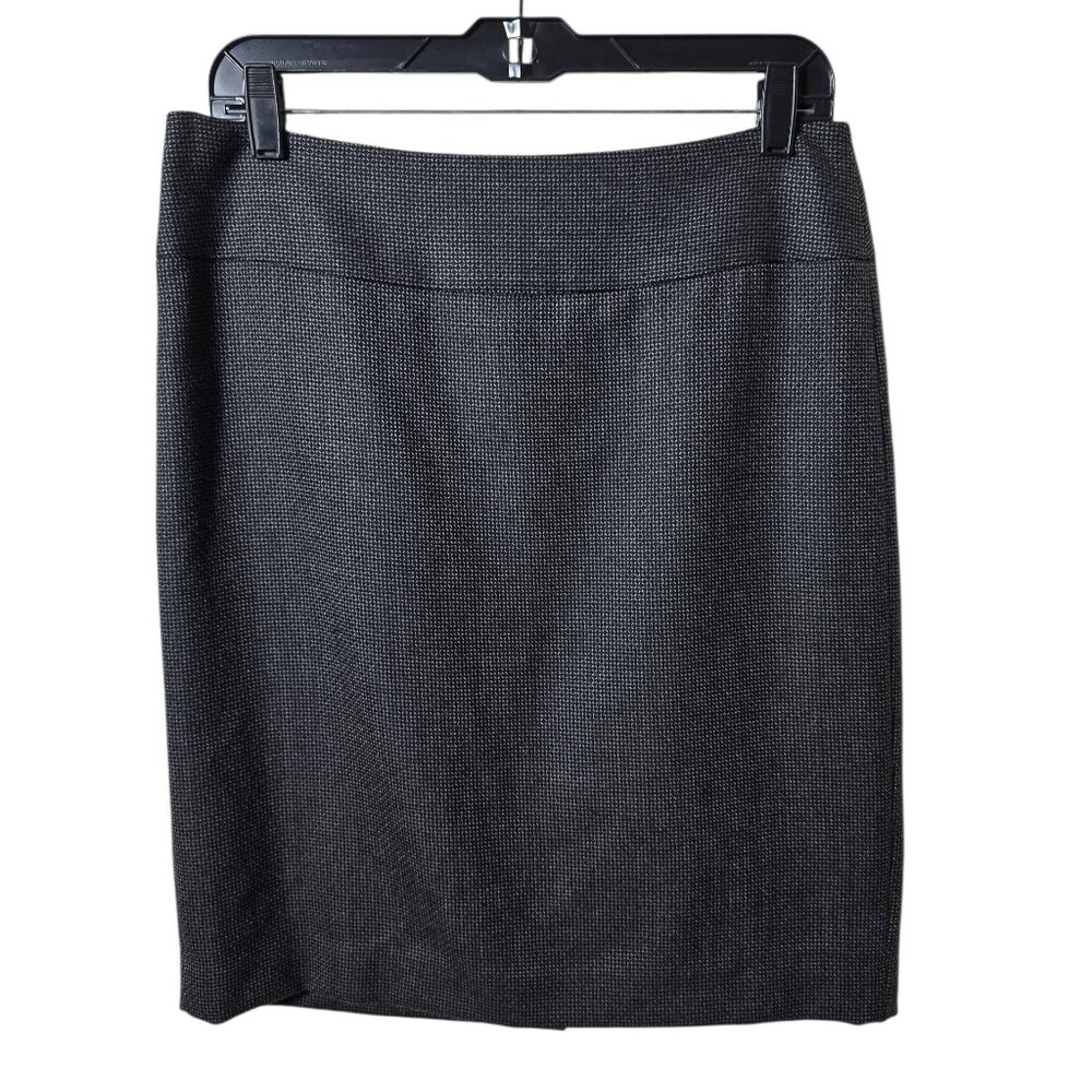 Ann Taylor Black Textured Pencil Skirt Womens 8 Wool Blend Career Office Classic